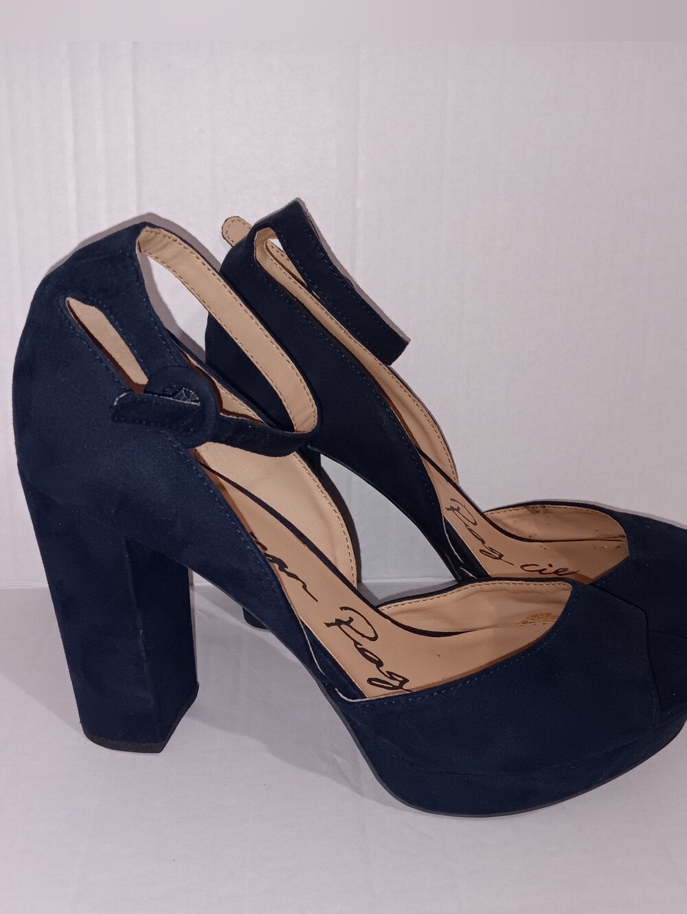 American Rag Midnight Blue Suede Block Heels